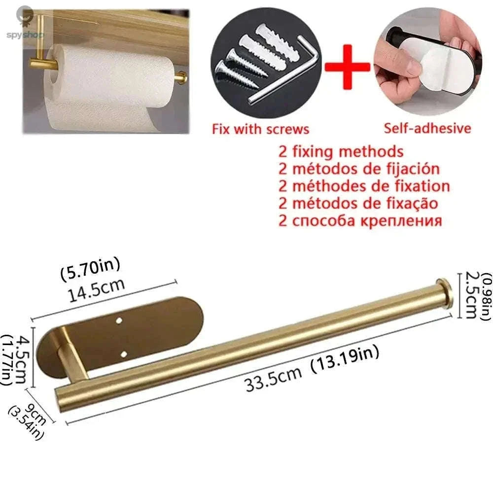 Stainless Steel Paper Towel Holder with Adhesive or Screw Mount-Black Paper Holder