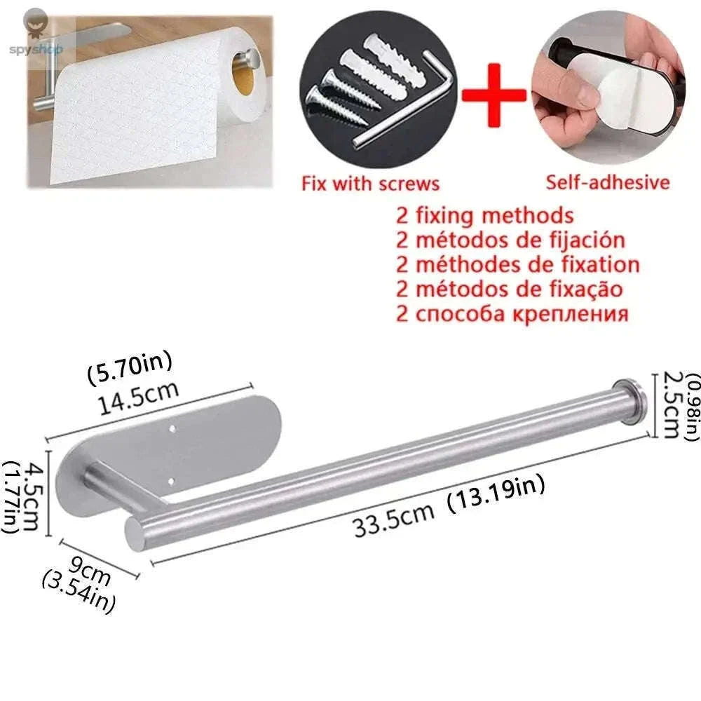 Stainless Steel Paper Towel Holder with Adhesive or Screw Mount-Black Paper Holder