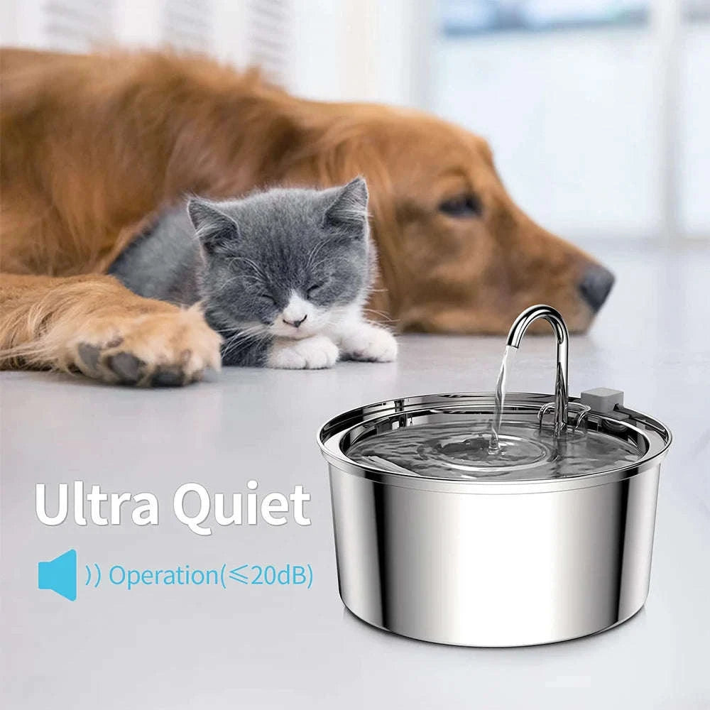 Stainless Steel Pet Water Fountain with Smart Filtration-Premium version