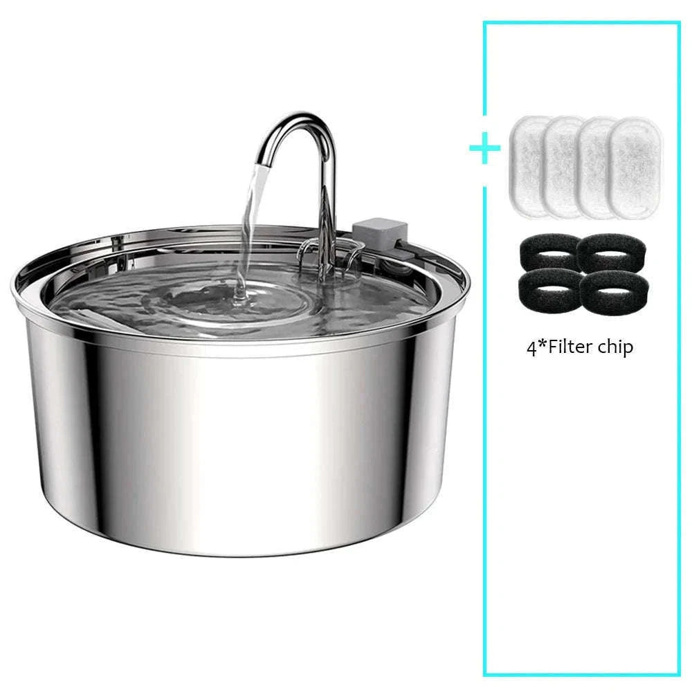 Stainless Steel Pet Water Fountain with Smart Filtration-Premium version