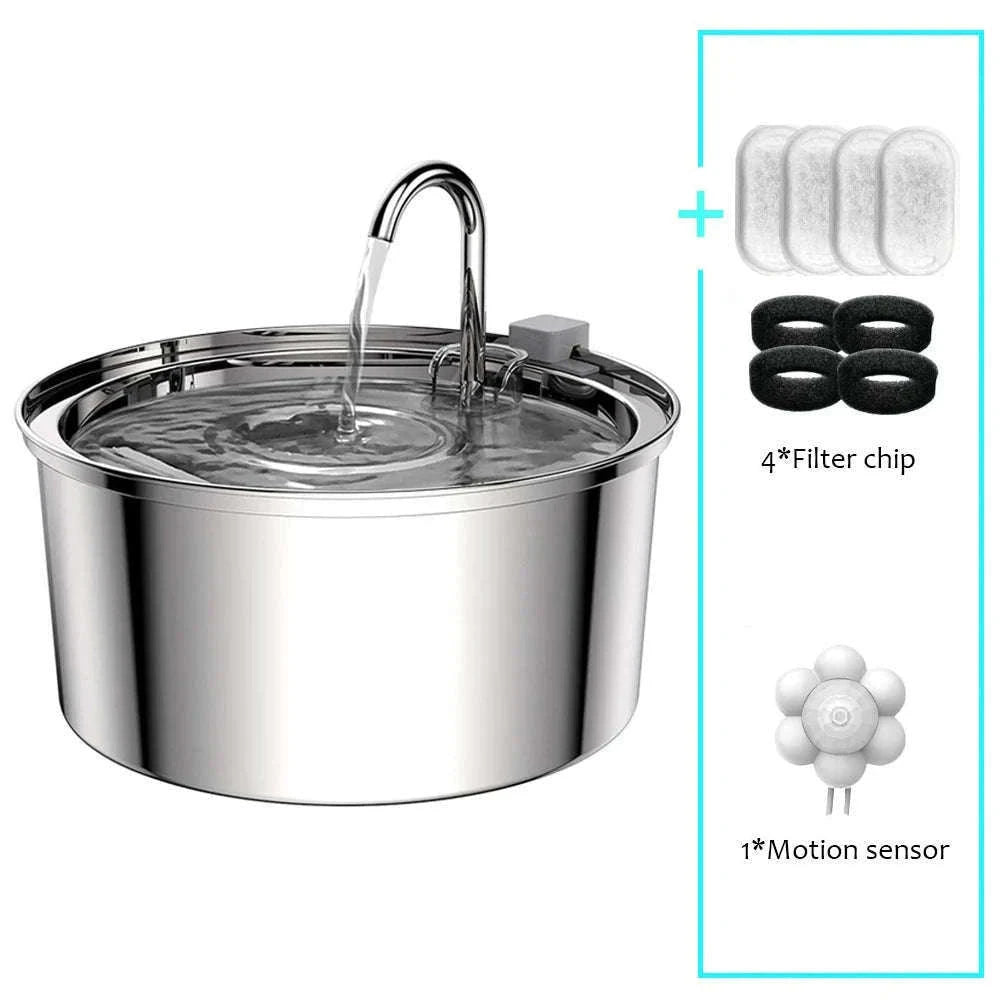 Stainless Steel Pet Water Fountain with Smart Filtration-Premium version