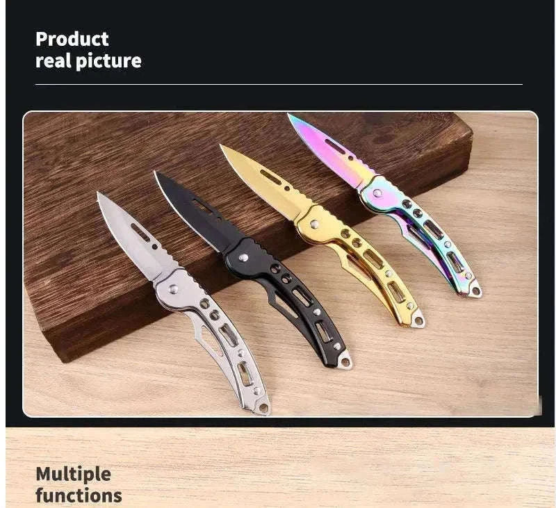 Stainless Steel Pocket Knife Keychain for Everyday Carry-golden