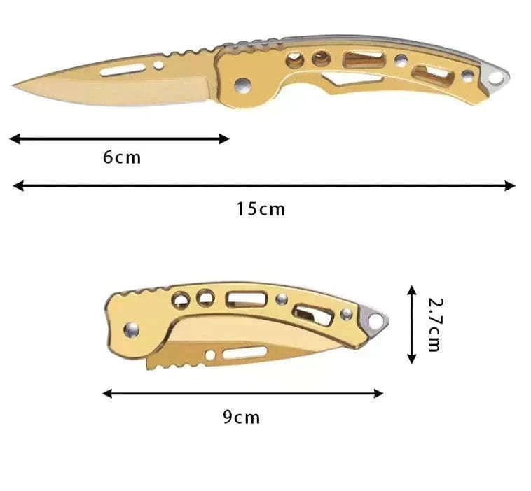 Stainless Steel Pocket Knife Keychain for Everyday Carry-golden