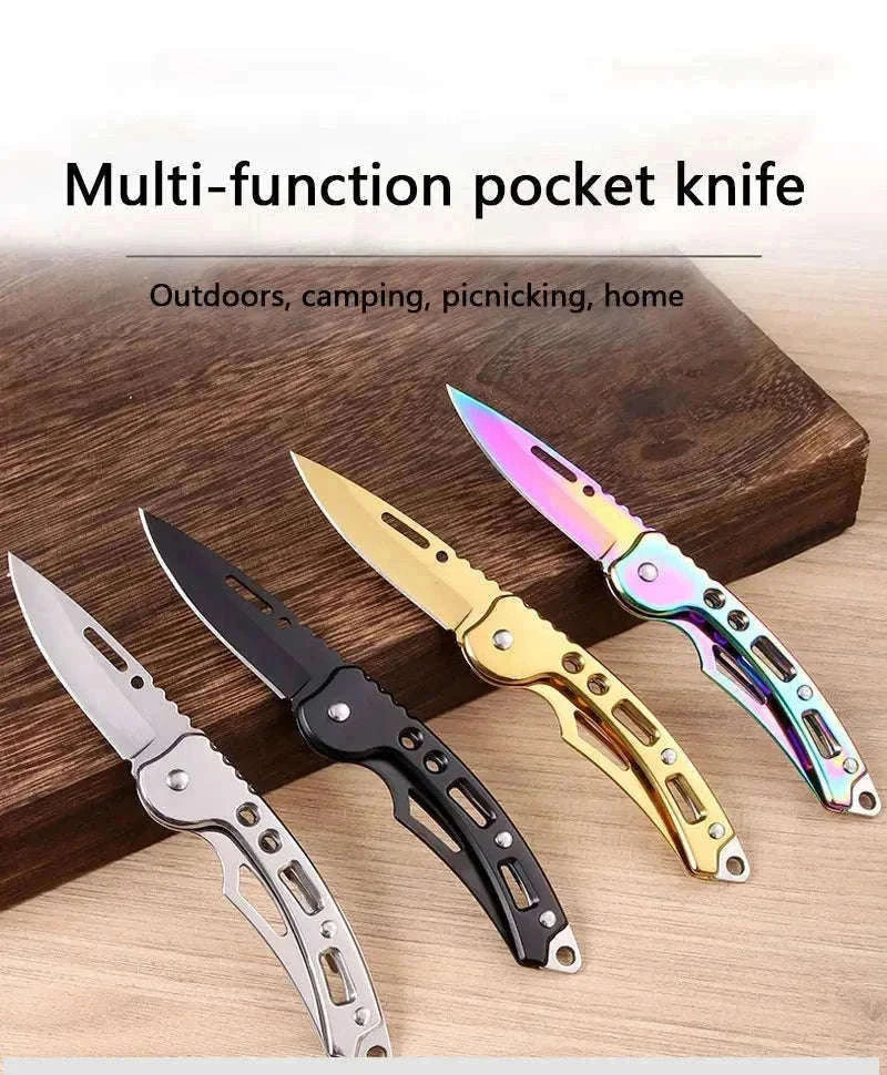 Stainless Steel Pocket Knife Keychain for Everyday Carry-golden