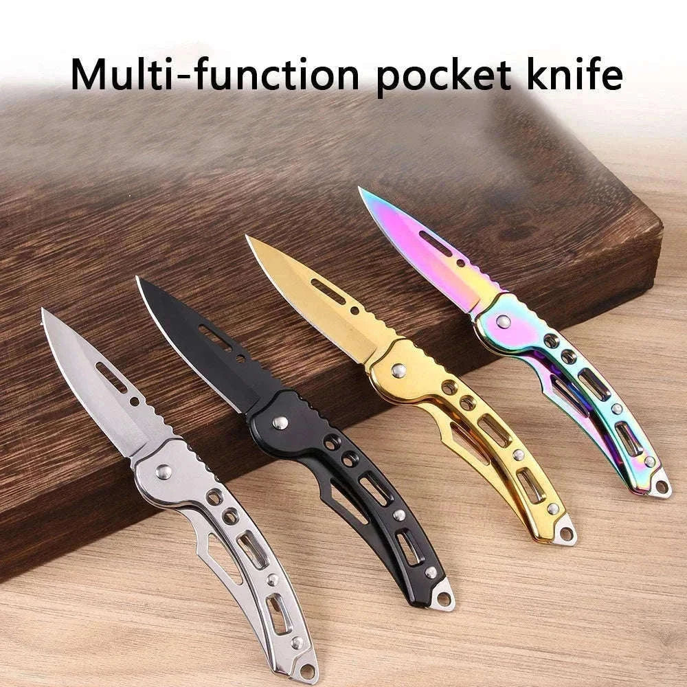 Stainless Steel Pocket Knife Keychain for Everyday Carry-golden