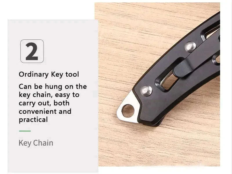 Stainless Steel Pocket Knife Keychain for Everyday Carry-golden