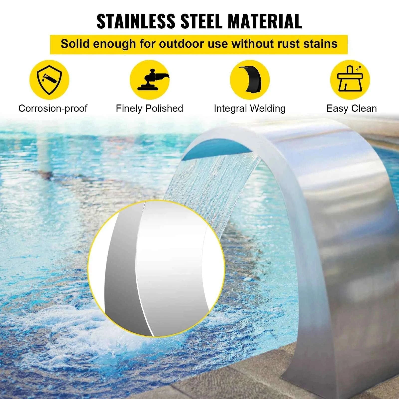 Stainless Steel Pool Fountain 17.7 x 11.8 x 23.6 Inches-30 x 60 cm / United States