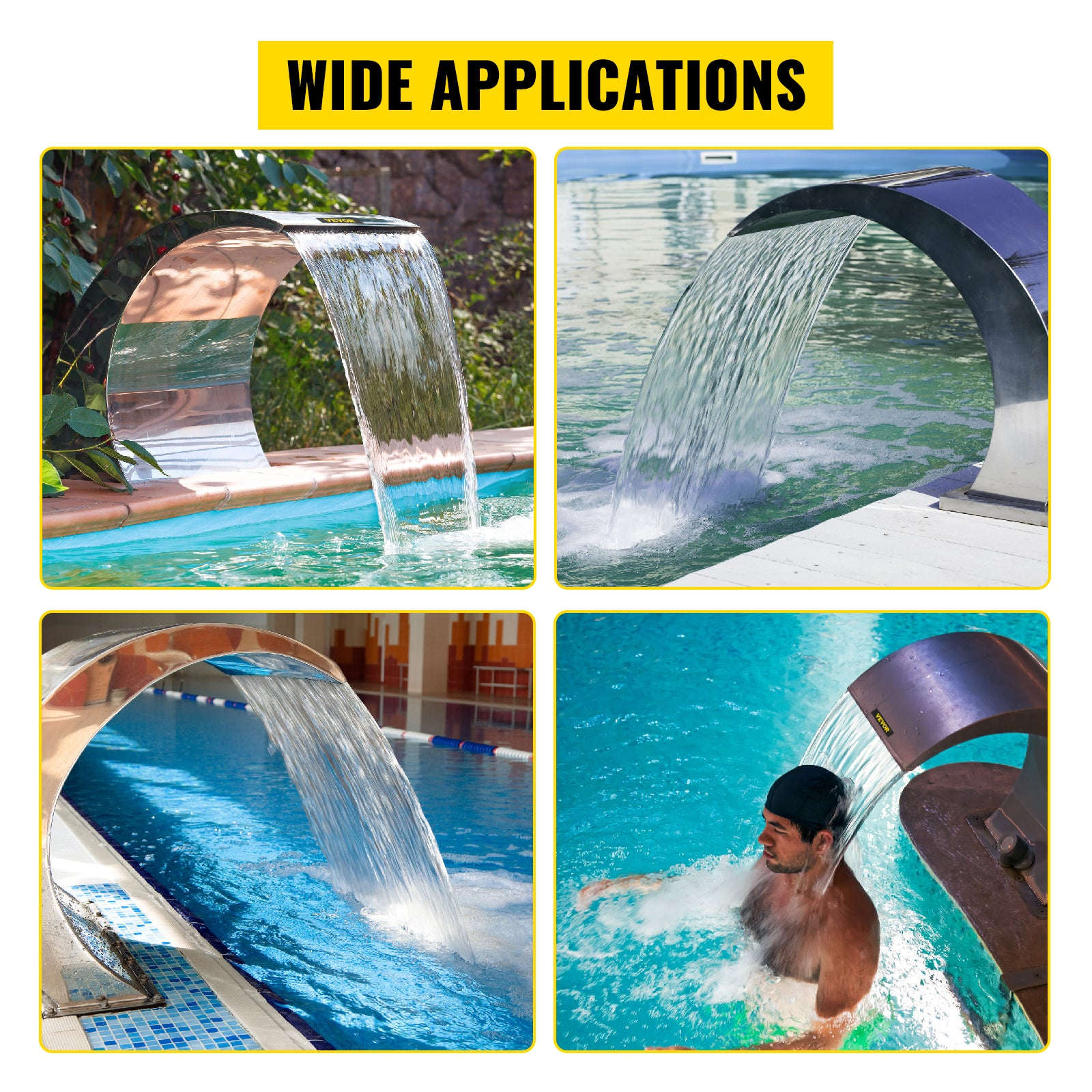 Stainless Steel Pool Fountain 17.7 x 11.8 x 23.6 Inches-30 x 60 cm / United States