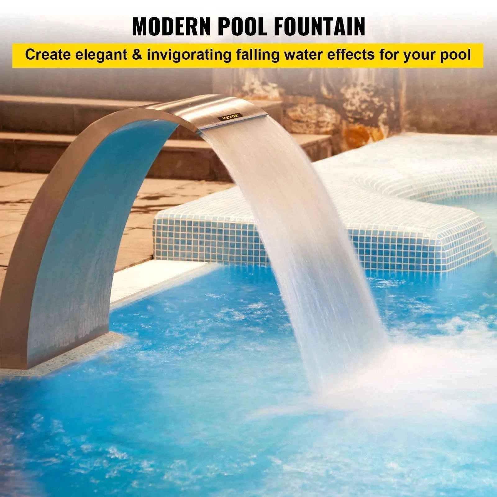 Stainless Steel Pool Fountain 17.7 x 11.8 x 23.6 Inches-30 x 60 cm / United States