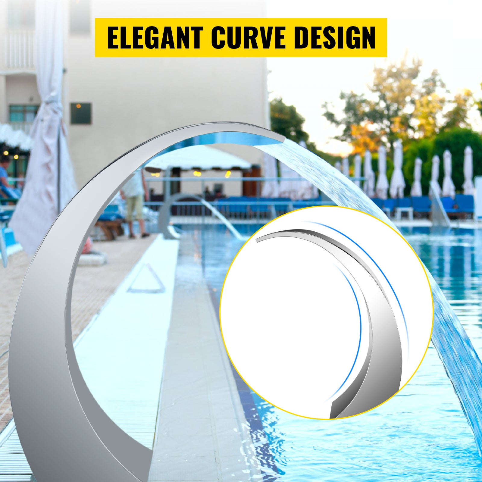 Stainless Steel Pool Fountain 17.7 x 11.8 x 23.6 Inches-30 x 60 cm / United States
