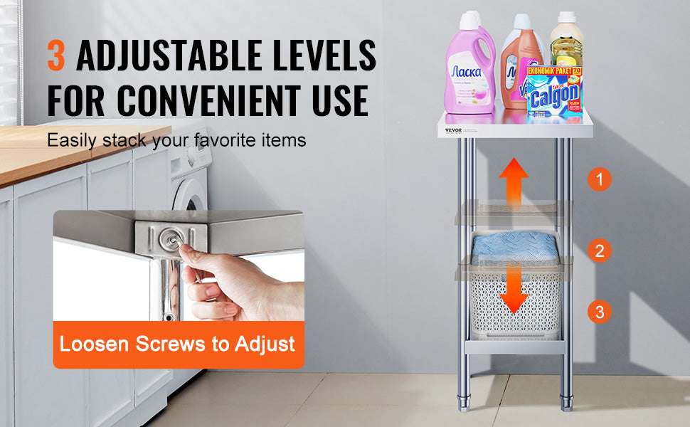 Stainless Steel Prep Table with Adjustable Shelf for Kitchen or Garage-24x18in / UNITED KINGDOM