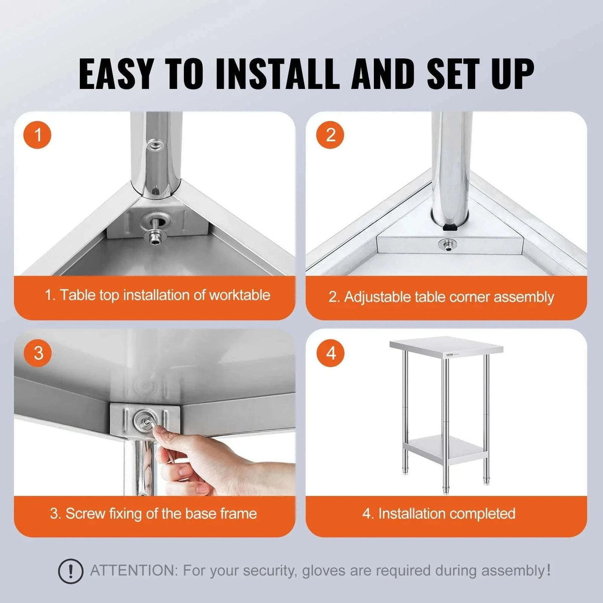 Stainless Steel Prep Table with Adjustable Shelf for Kitchen or Garage-24x18in / UNITED KINGDOM