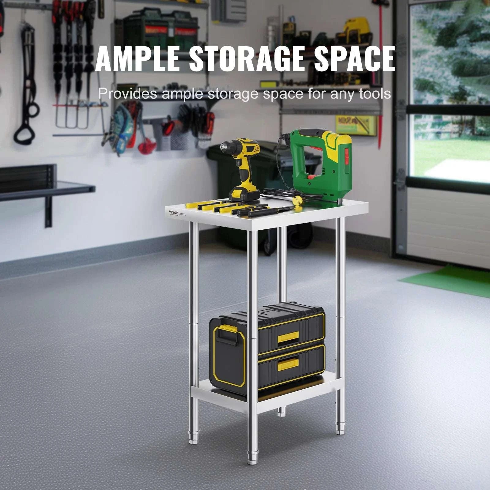 Stainless Steel Prep Table with Adjustable Shelf for Kitchen or Garage-24x18in / UNITED KINGDOM