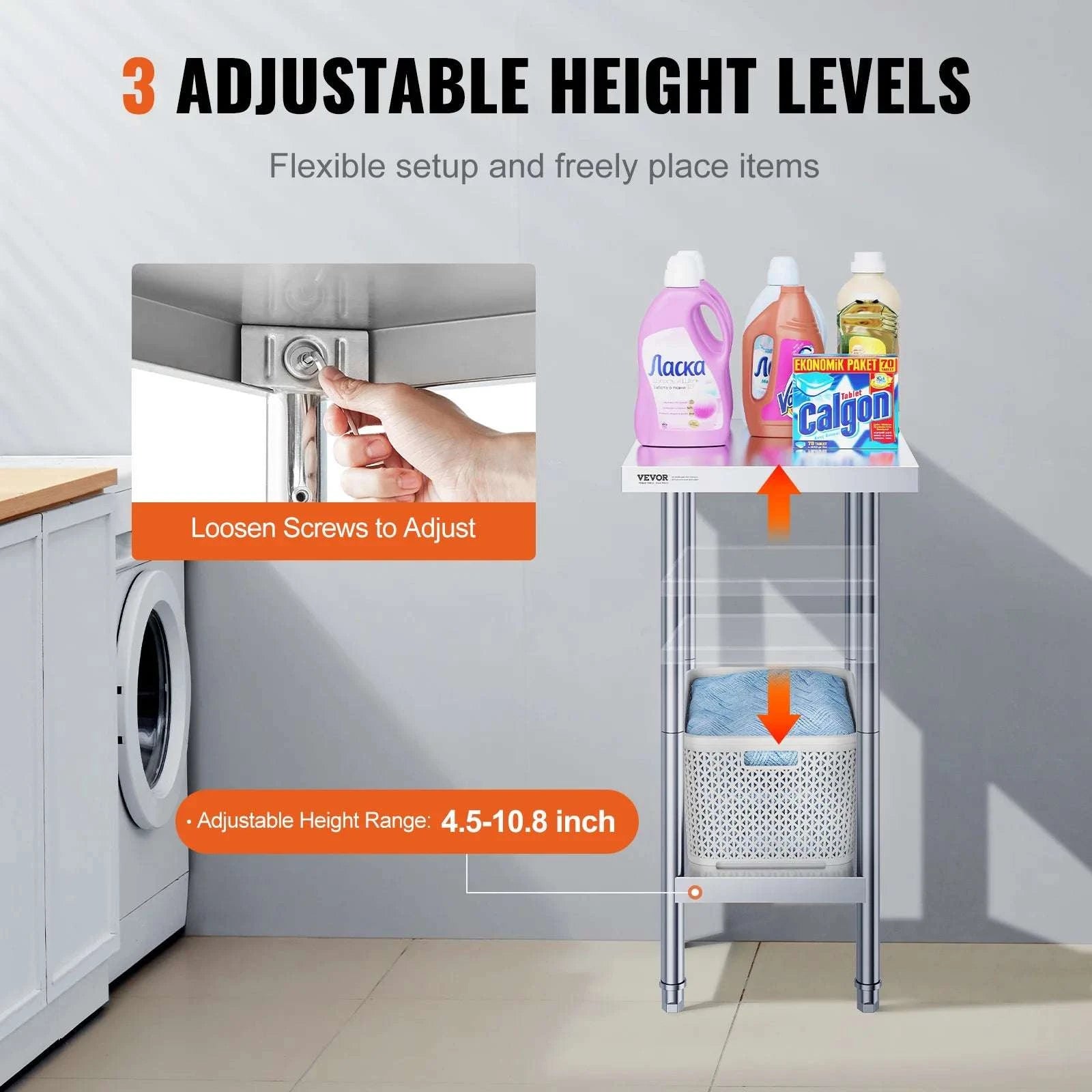 Stainless Steel Prep Table with Adjustable Shelf for Kitchen or Garage-24x18in / UNITED KINGDOM