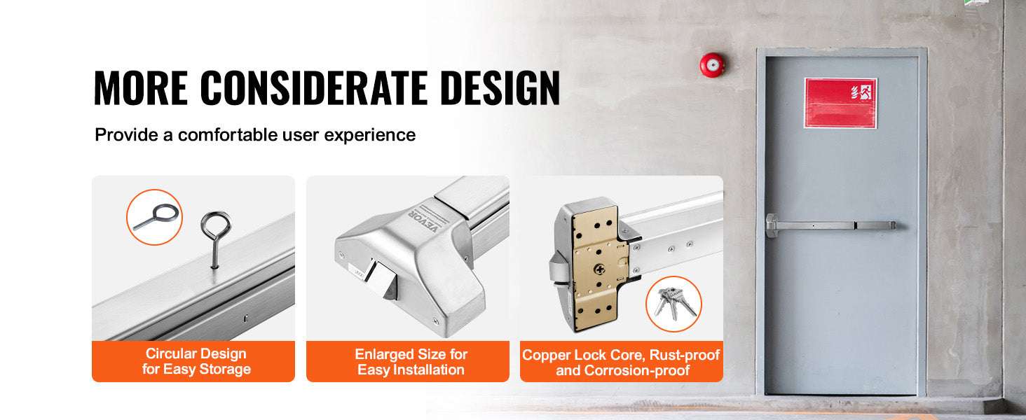 Stainless Steel Push Bar Panic Exit Device with Exterior Lever-27.5in 698mm / france