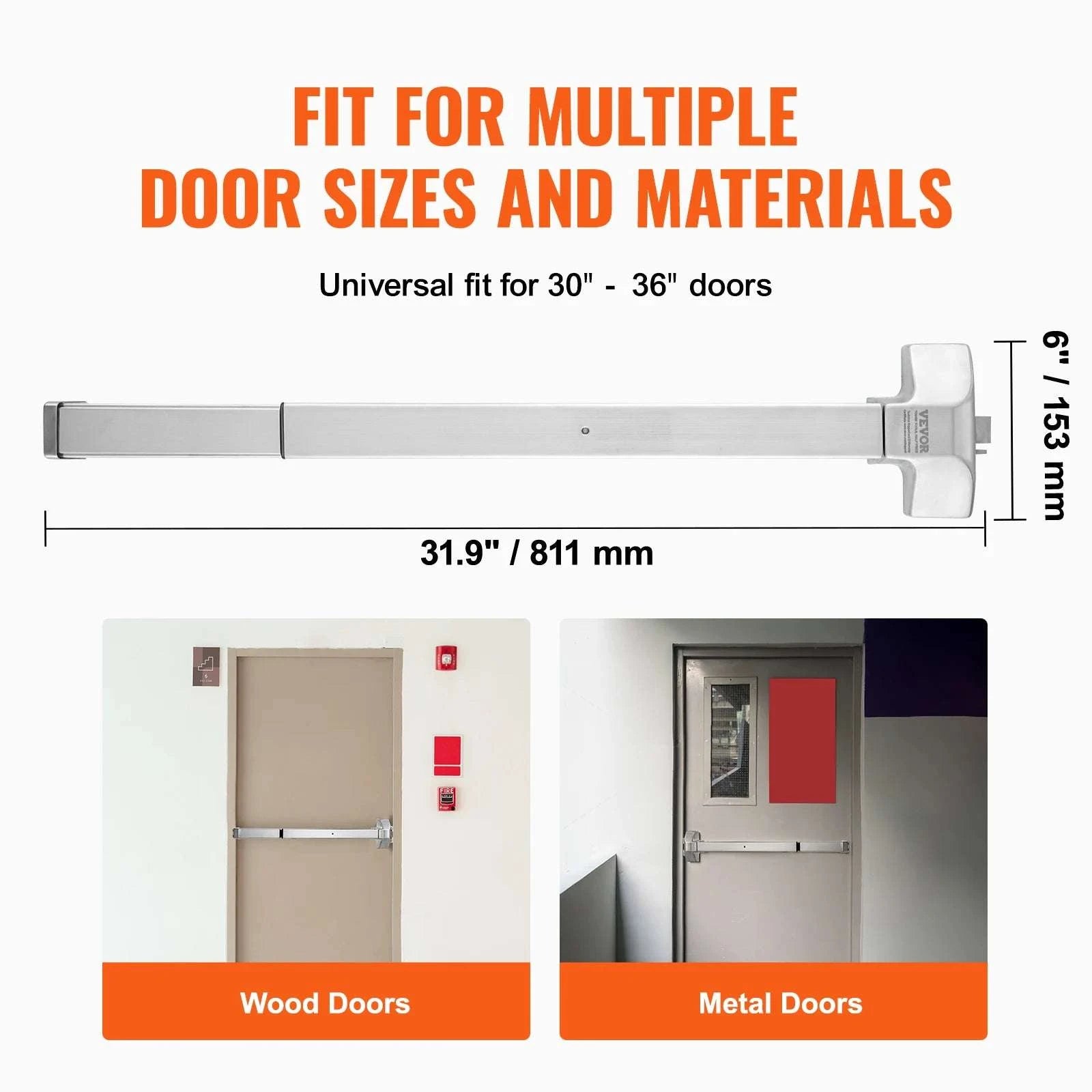 Stainless Steel Push Bar Panic Exit Device with Exterior Lever-27.5in 698mm / france