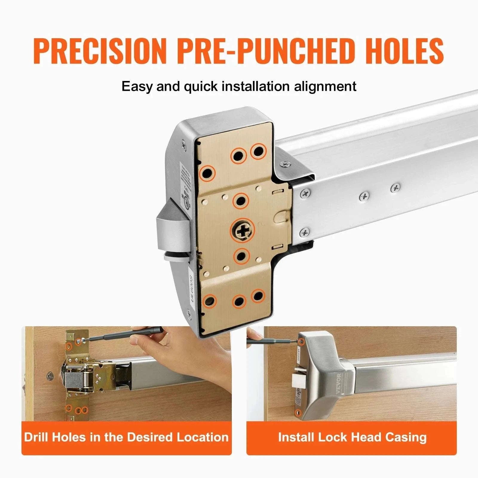 Stainless Steel Push Bar Panic Exit Device with Exterior Lever-31.9in 811mm / United States