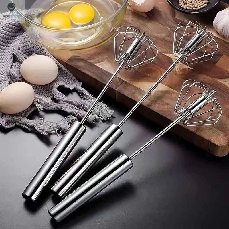 Stainless Steel Semi-Automatic Egg Beater for Easy Mixing-S size 2pcs