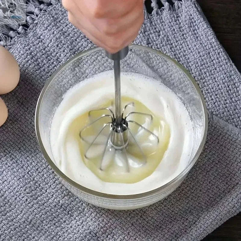 Stainless Steel Semi-Automatic Egg Beater for Easy Mixing-S size 2pcs