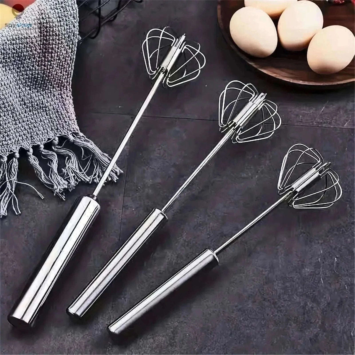 Stainless Steel Semi-Automatic Egg Beater for Easy Mixing-S size 2pcs