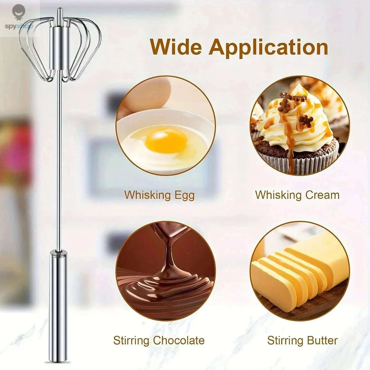 Stainless Steel Semi-Automatic Egg Beater for Easy Mixing-S size 2pcs