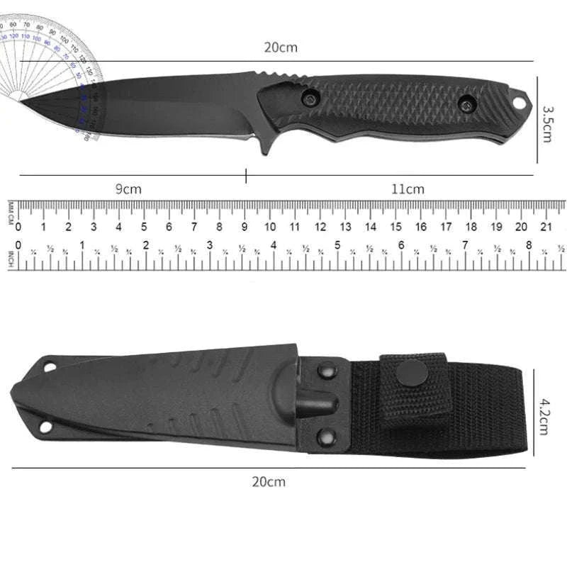 Stainless Steel Sheath Pocket Knife for Outdoor Tasks-BLACK