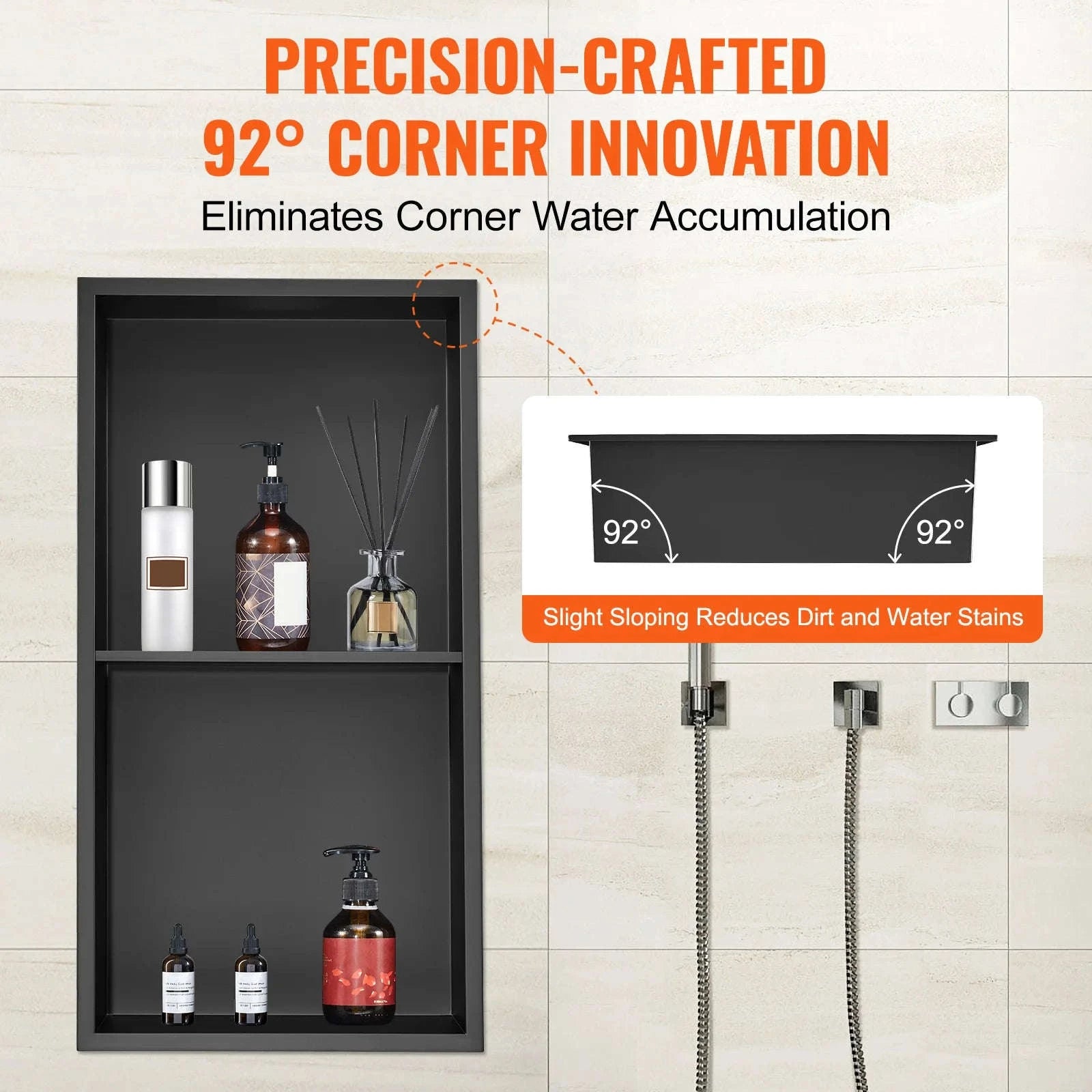 Stainless Steel Shower Niche with Double Shelves-13x25in / Poland