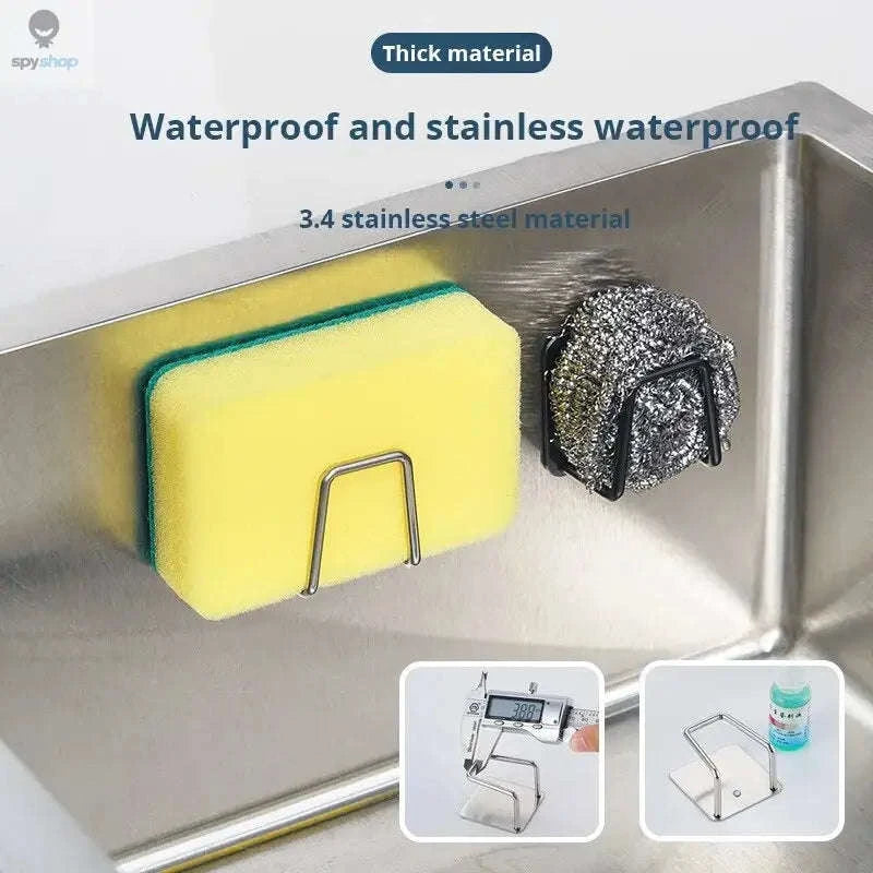 Stainless Steel Sink Sponge Rack-1pc Brushed silver