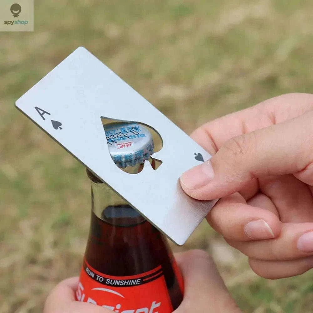 Stainless Steel Spade Bottle Opener, Slim Wallet-Sized Tool-silvery