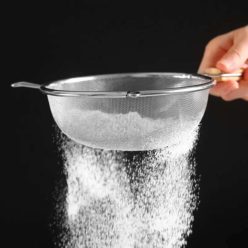 Stainless Steel Strainer Spoon with Dual Wood Handles 30x17cm-United States