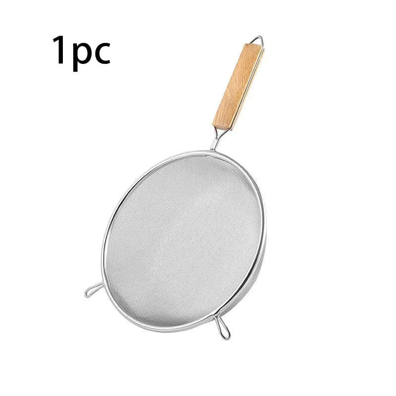 Stainless Steel Strainer Spoon with Dual Wood Handles 30x17cm-United States