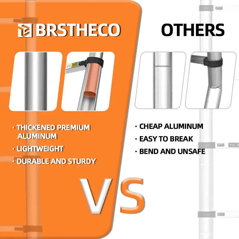 Stainless Steel Telescopic Ladder with Hooks-2.6m No hook / GERMANY