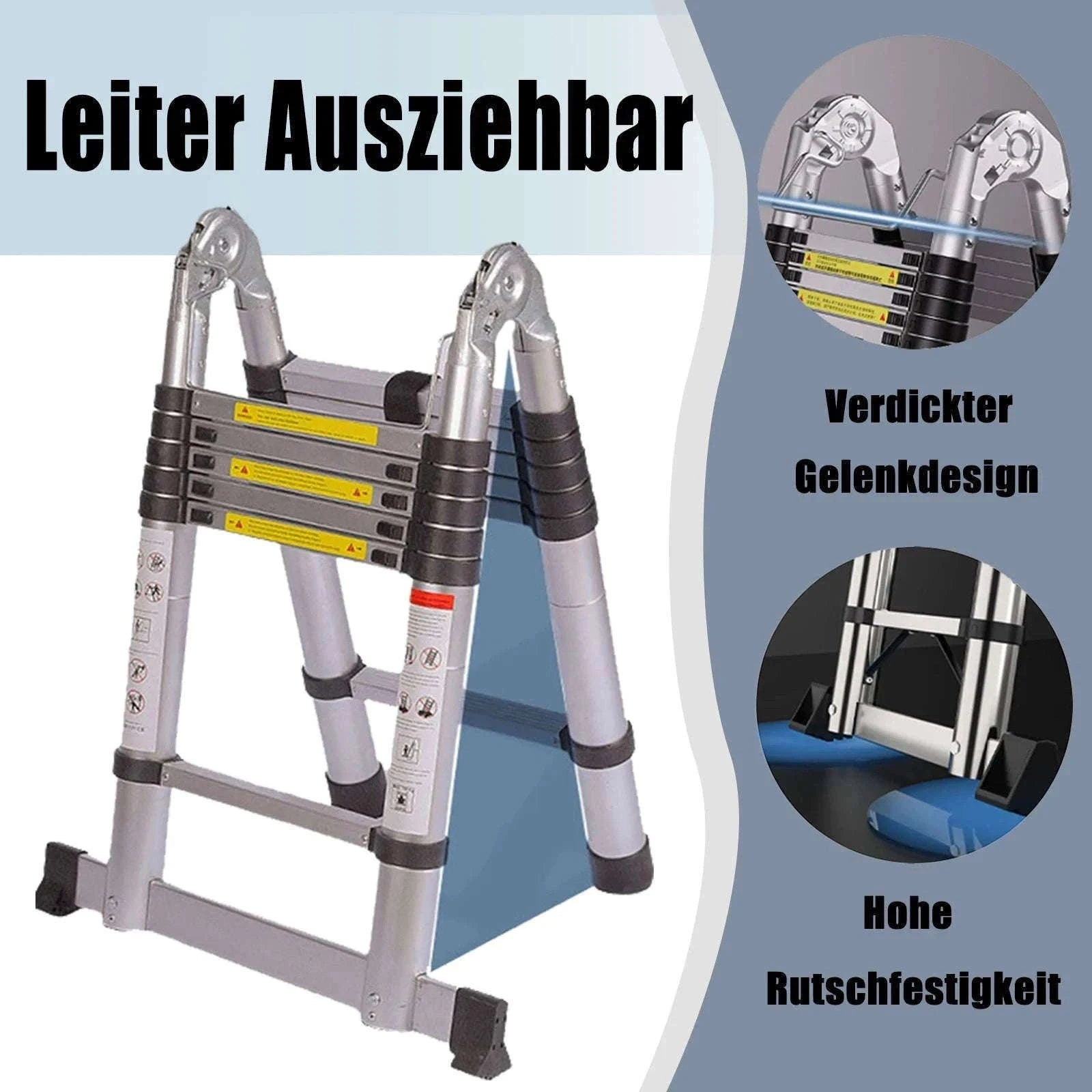 Stainless Steel Telescopic Ladder with Hooks-4.4m No hook / GERMANY