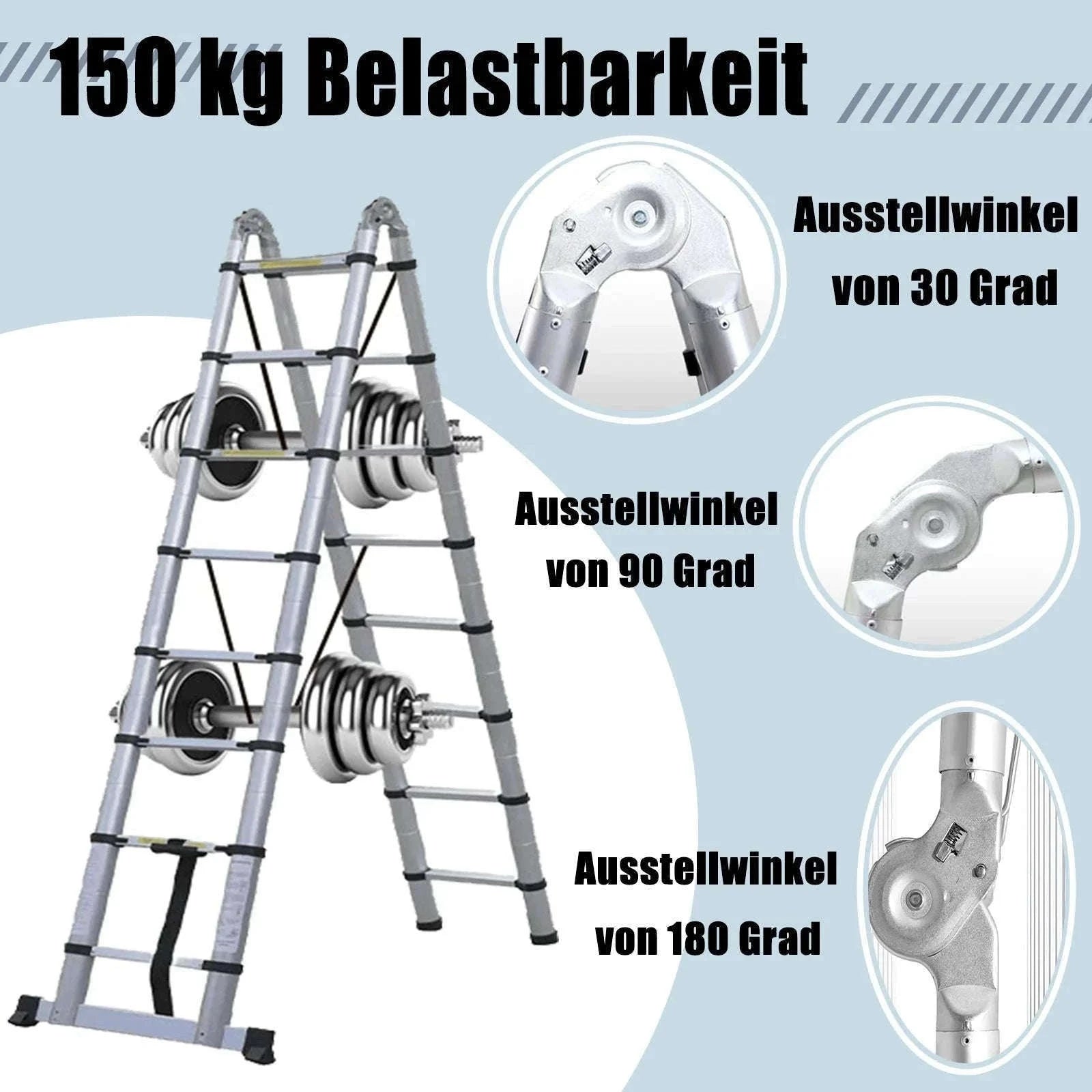 Stainless Steel Telescopic Ladder with Hooks-4.4m No hook / GERMANY