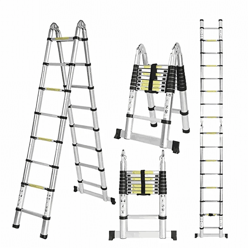 Stainless Steel Telescopic Ladder with Hooks-4.4m No hook / GERMANY
