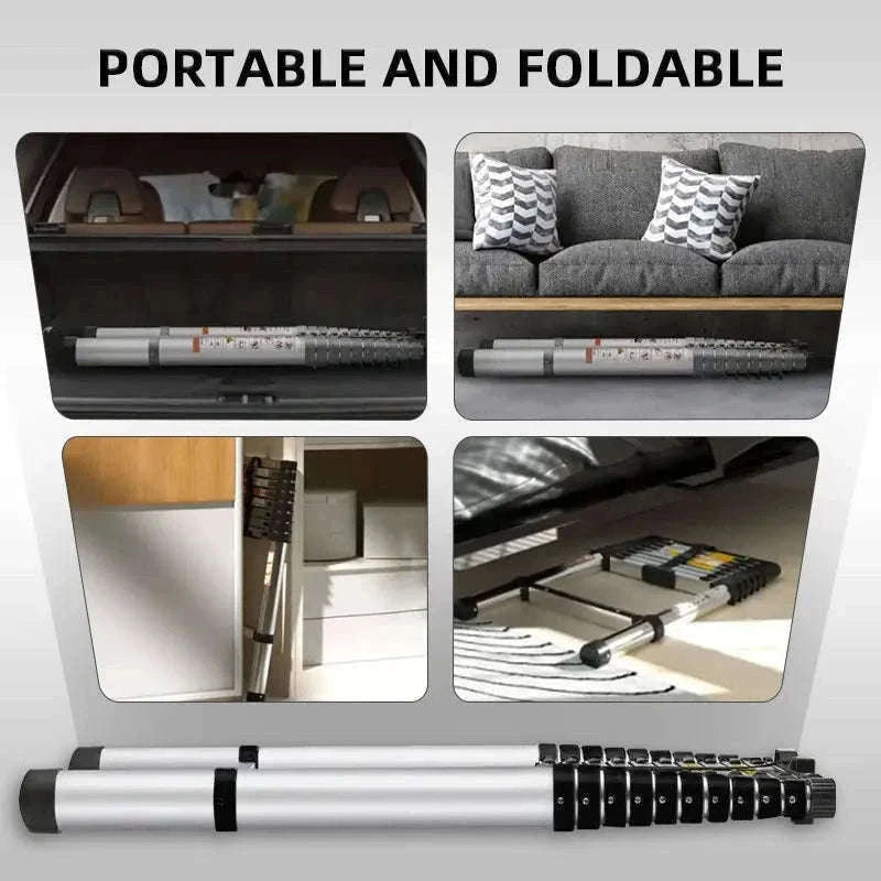 Stainless Steel Telescopic Ladder with Hooks-4.4m No hook / GERMANY