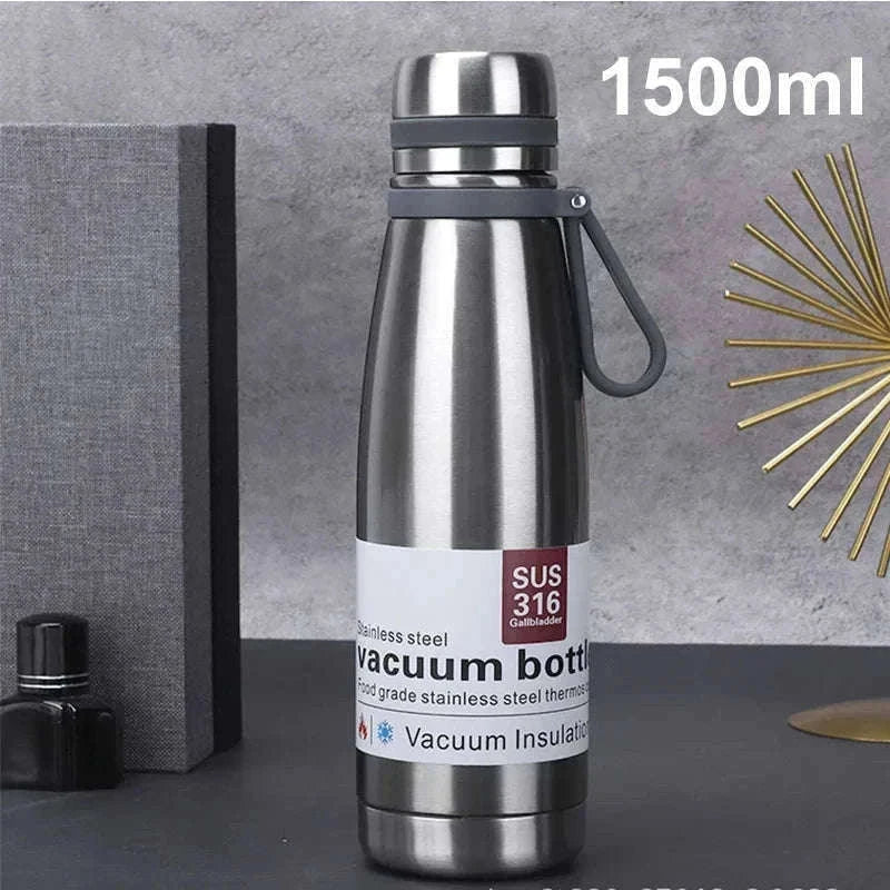 Stainless Steel Thermos Bottle, Large-Capacity Insulated Flask-1500ml yellow