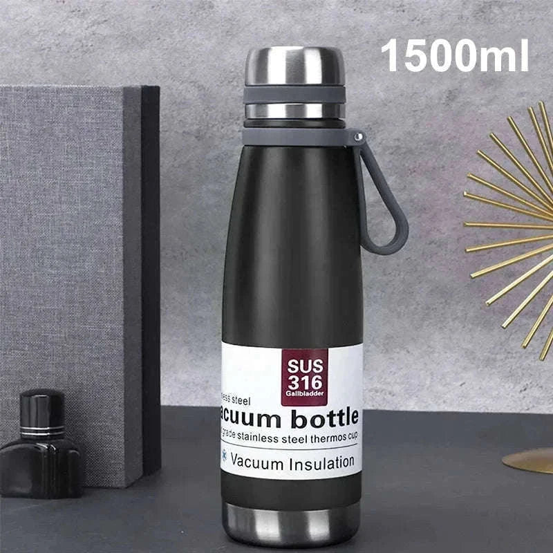 Stainless Steel Thermos Bottle, Large-Capacity Insulated Flask-1500ml yellow