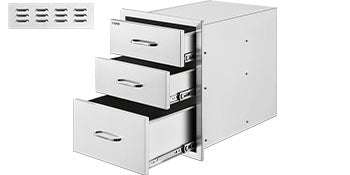Stainless Steel Triple Drawer for Outdoor Kitchen BBQ Storage-United States