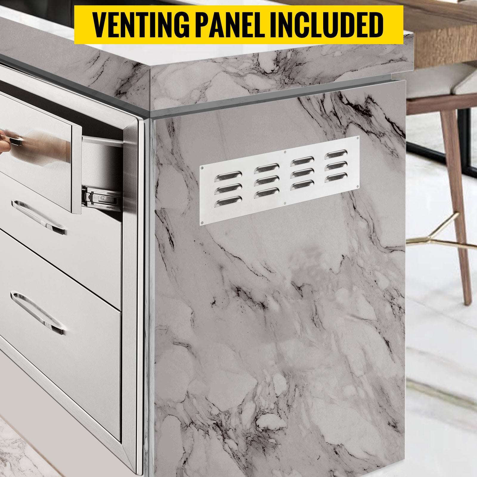 Stainless Steel Triple Drawer for Outdoor Kitchen BBQ Storage-United States