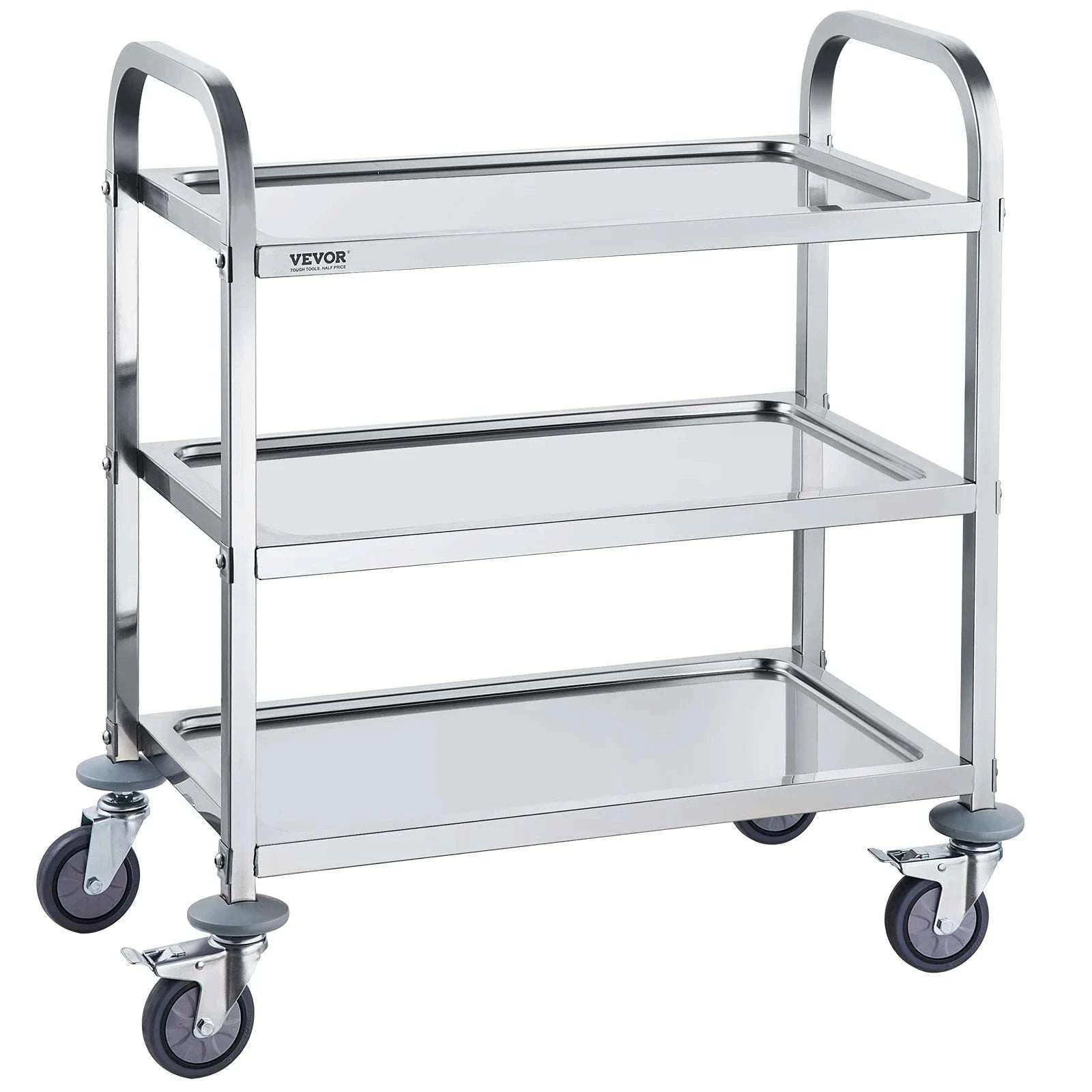 Stainless Steel Utility Cart with Lockable Wheels for Clinic Kitchen-1 layer / spain