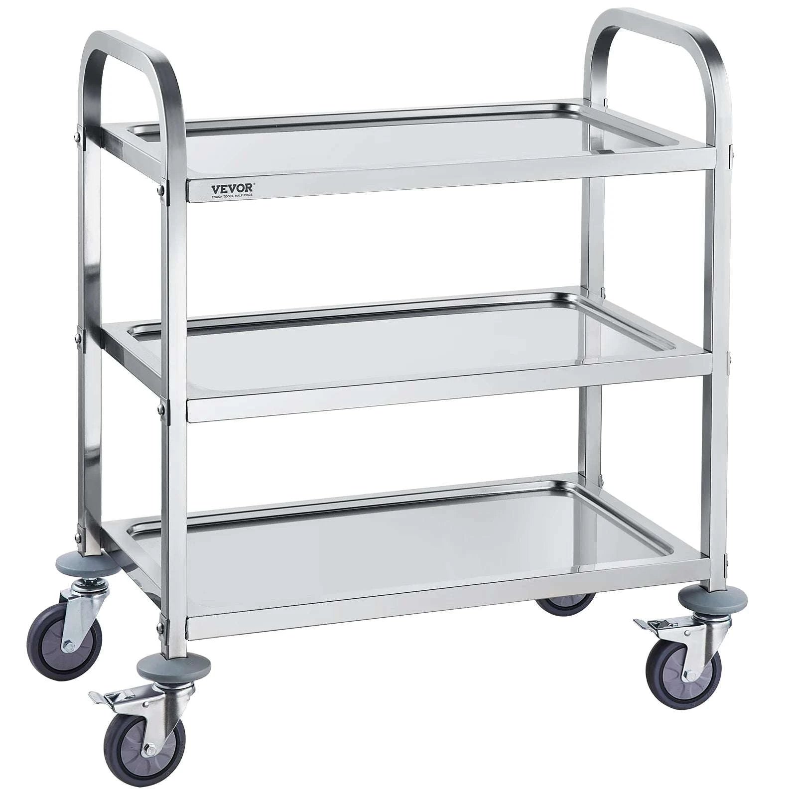Stainless Steel Utility Cart with Lockable Wheels for Clinic Kitchen-1 layer / spain