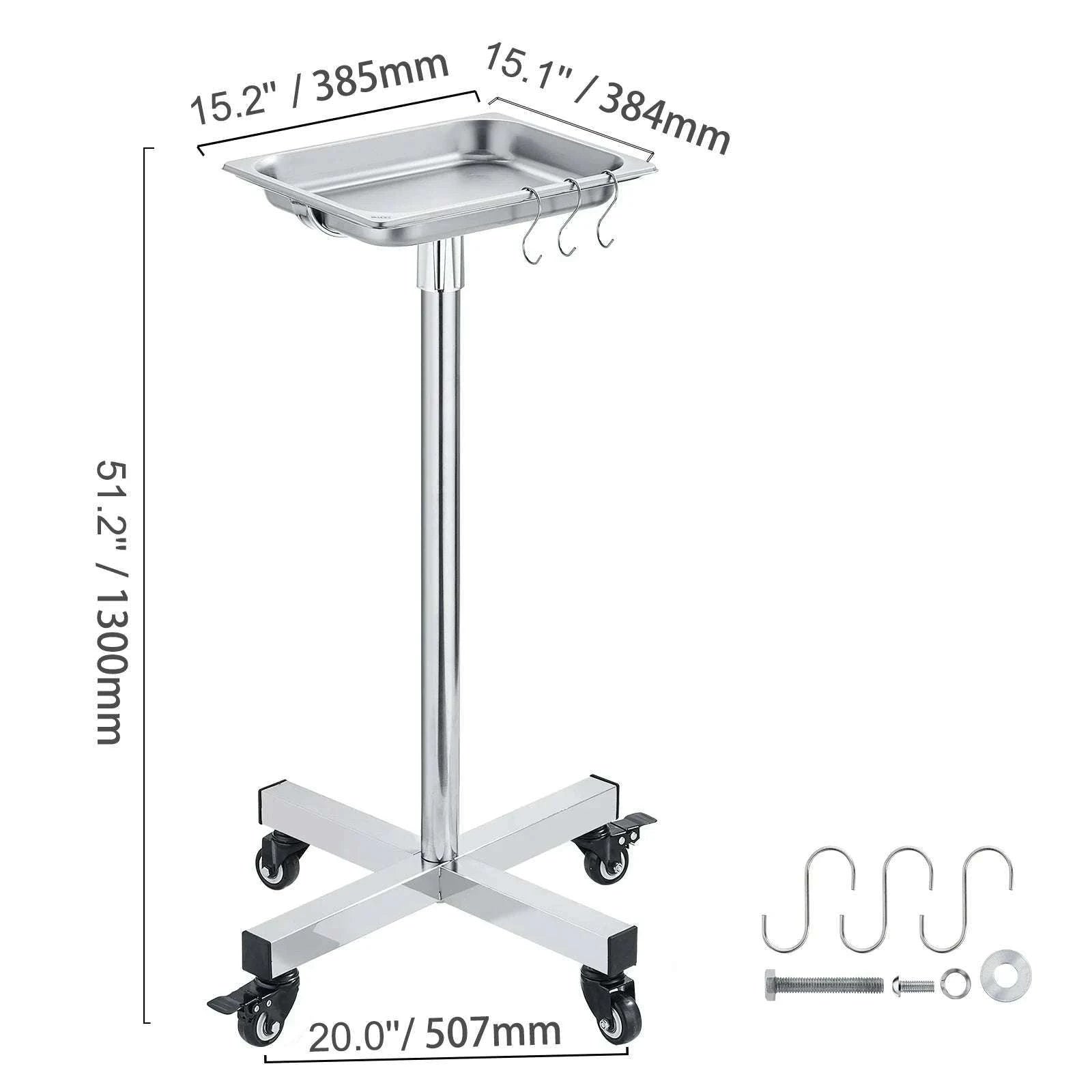 Stainless Steel Utility Cart with Lockable Wheels for Clinic Kitchen-1 layer / spain