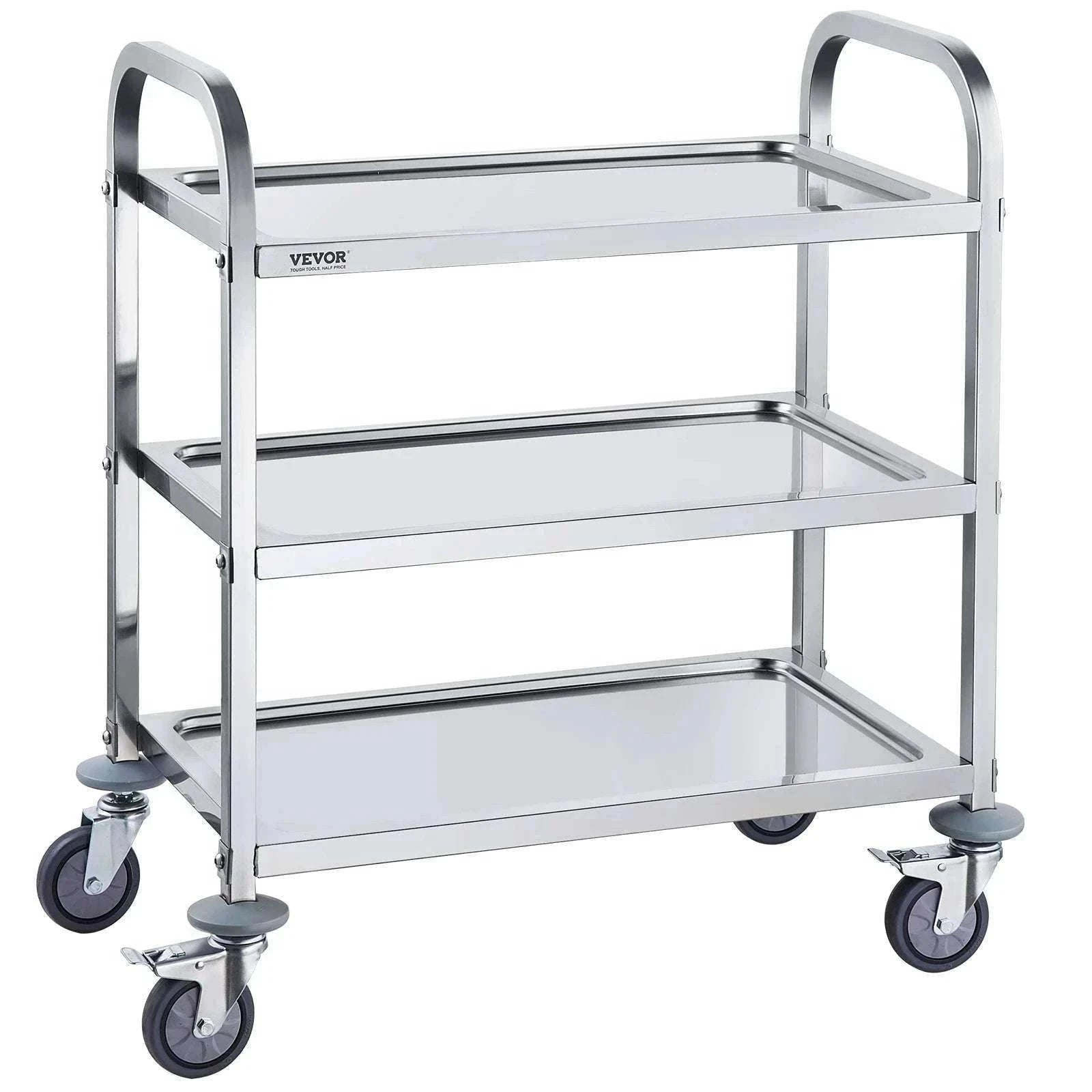 Stainless Steel Utility Cart with Lockable Wheels for Clinic Kitchen-3 Layers / CZECH REPUBLIC