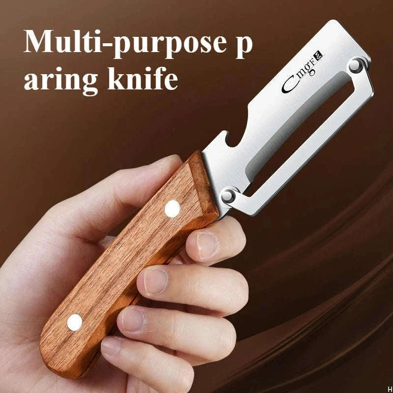 Stainless Steel Vegetable Peeler with Wooden Handle-Log form