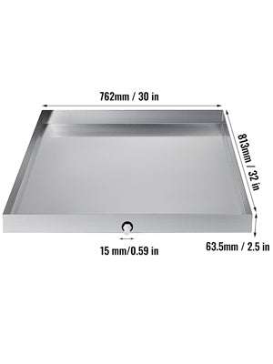 Stainless Steel Washing Machine Drain Pan with Welded Corners-32x30x2 Inch / United States