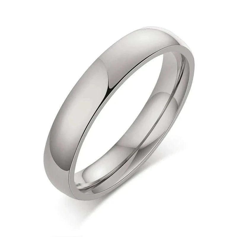 Stainless Steel Wedding Ring with Smooth Gold Finish-4mm Gold Color / 6