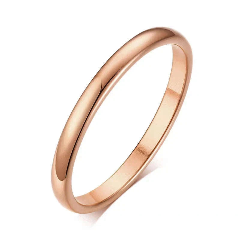 Stainless Steel Wedding Ring with Smooth Gold Finish-4mm Gold Color / 6