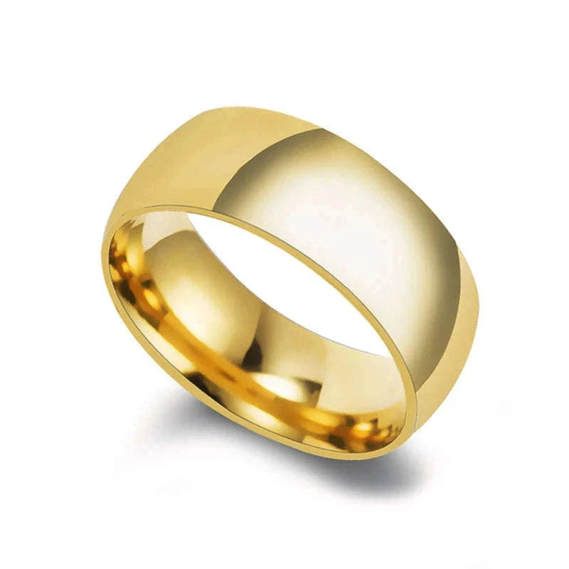 Stainless Steel Wedding Ring with Smooth Gold Finish-4mm Gold Color / 6