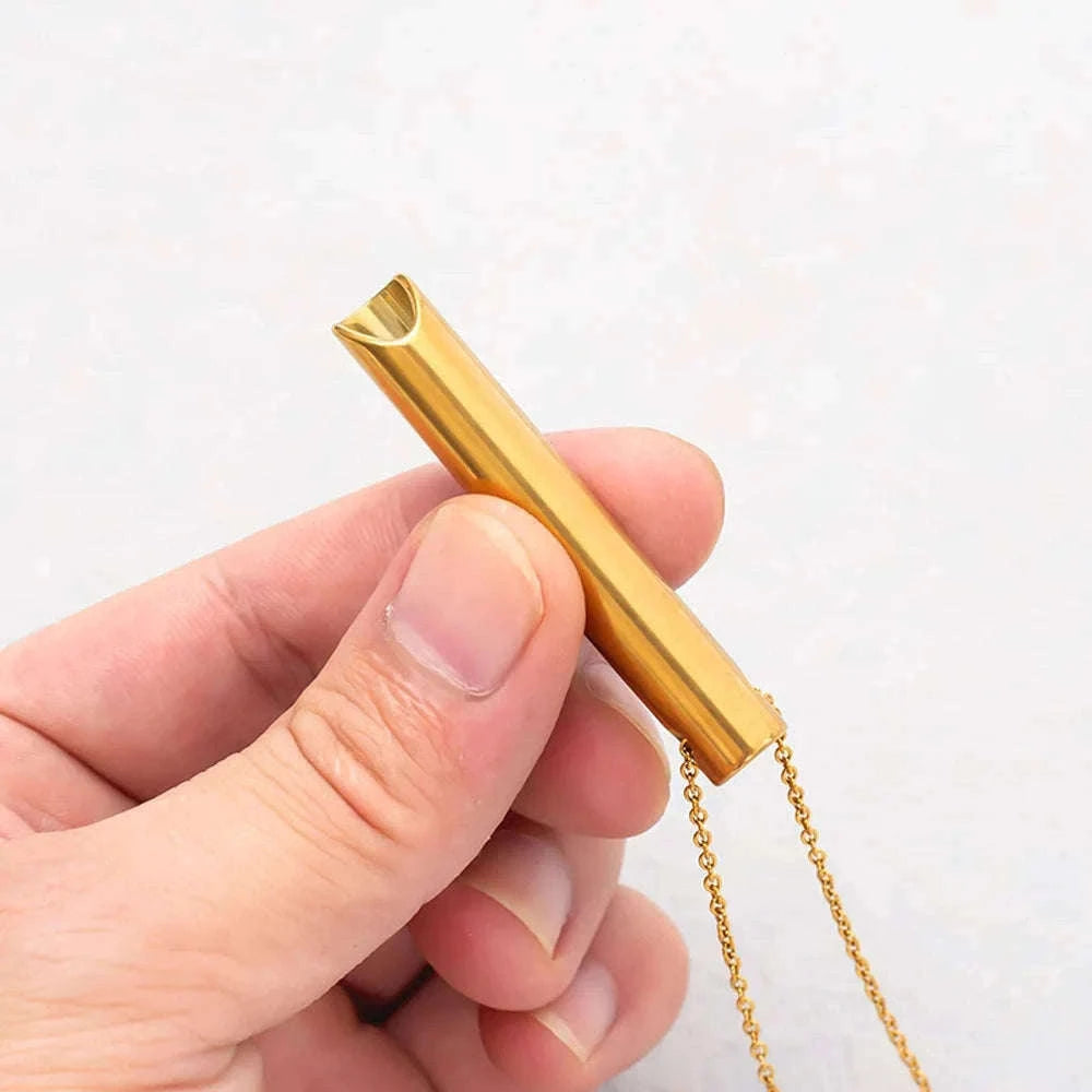 Stainless Steel Whistle Necklace Pendant Chain for Women-Rose gold